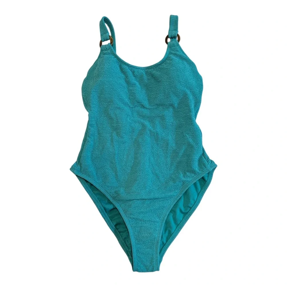 S-10 Women's Pucker Textured High Leg One Piece Swimsuit - Shade & Shore Teal‎ S